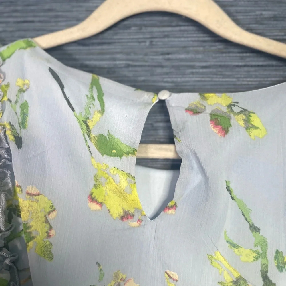 Adyson Parker Women's Floral MIDI Dress Sheer Lined Size 2X Blue Yellow NWT - Picture 7 of 7